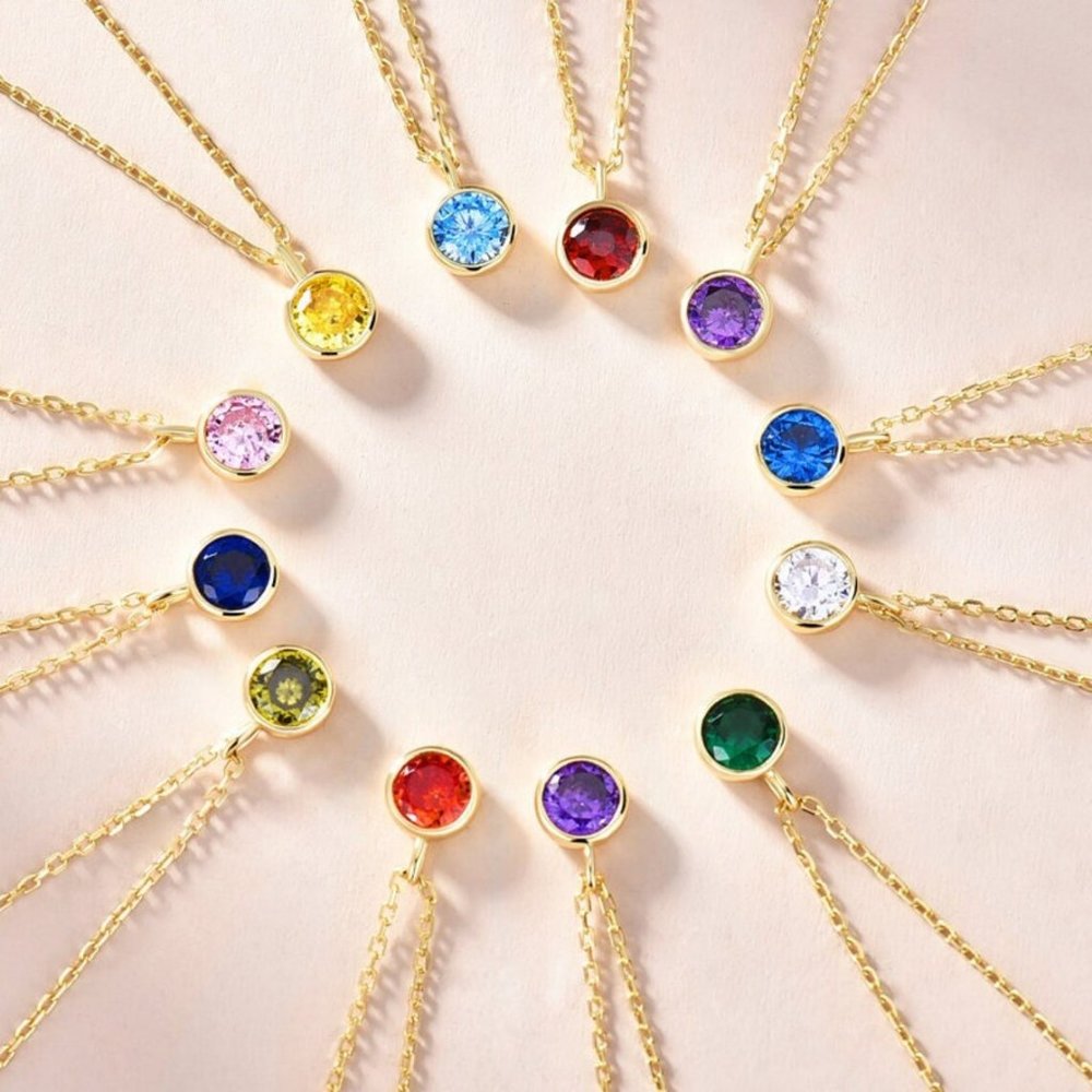 Tiny Birthstone Charm Necklaces